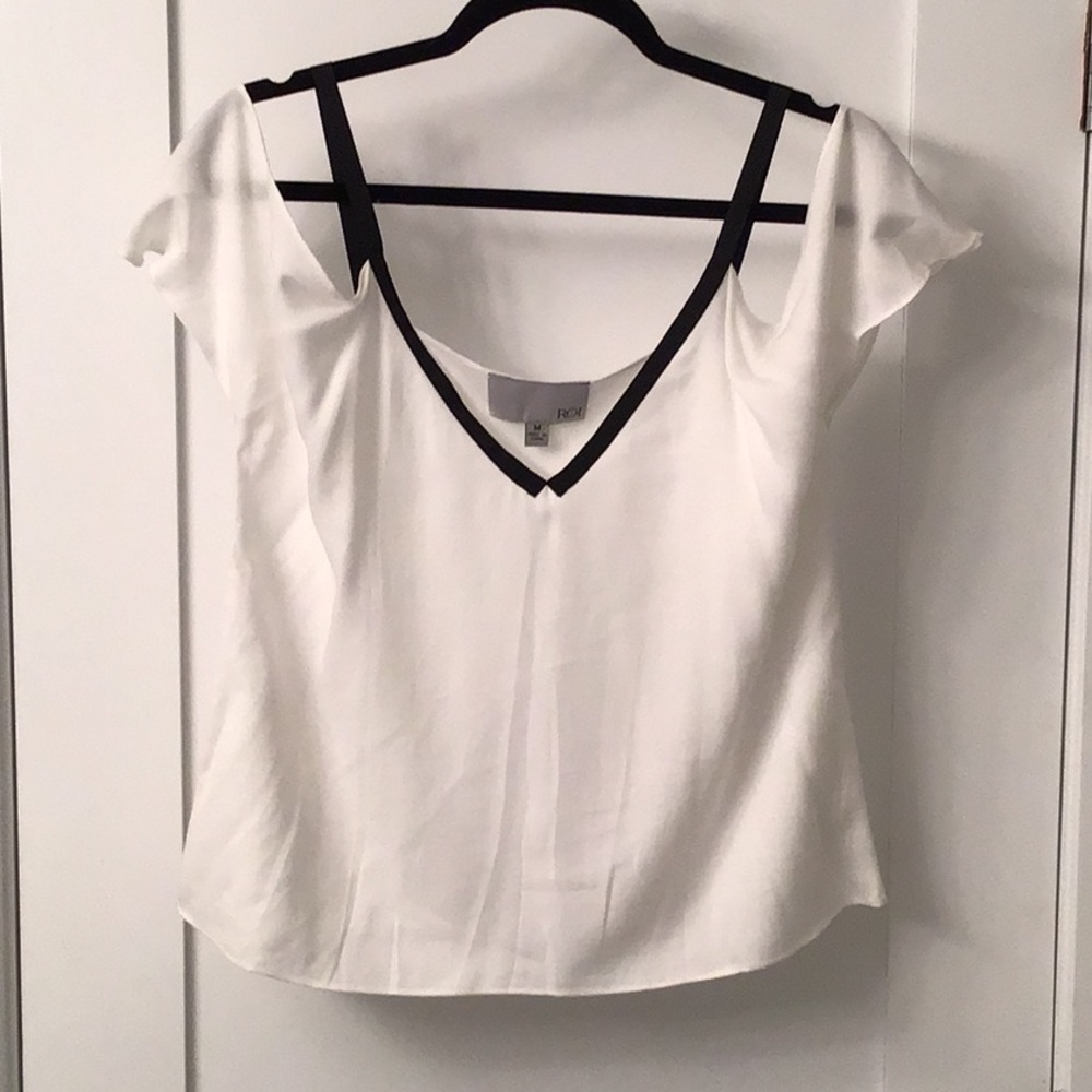 Roi off the shoulder white top with black detail